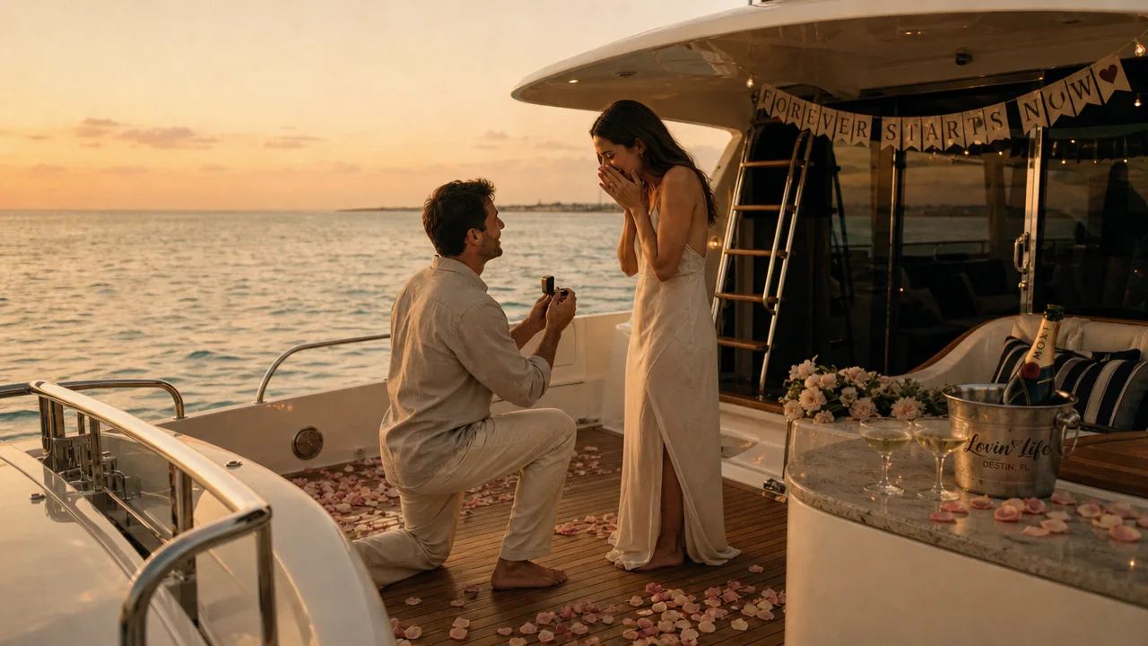 A sunset proposal aboard the Lovin' Life on the Emerald Coast