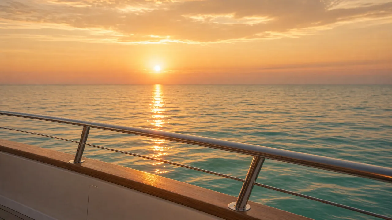 Sunset over the Gulf of Mexico from the deck of a private yacht charter along 30A