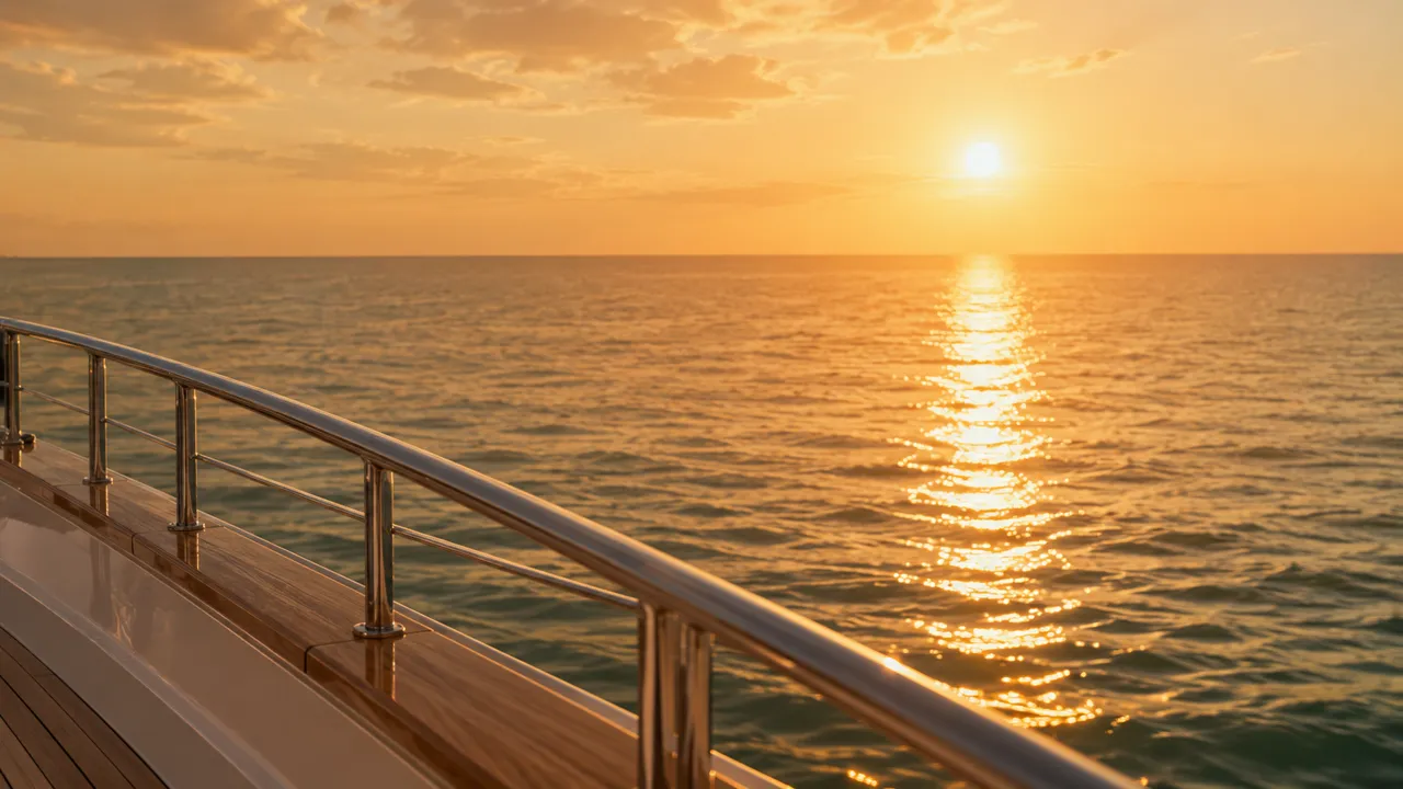 Sunset over the Gulf of Mexico from the deck of a private yacht charter along 30A